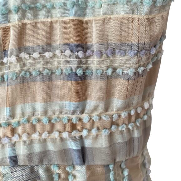 James Coviello NWTs Vintage Plaid Bow Front Pockets dress size 8 Tan Blue - Picture 8 of 13
